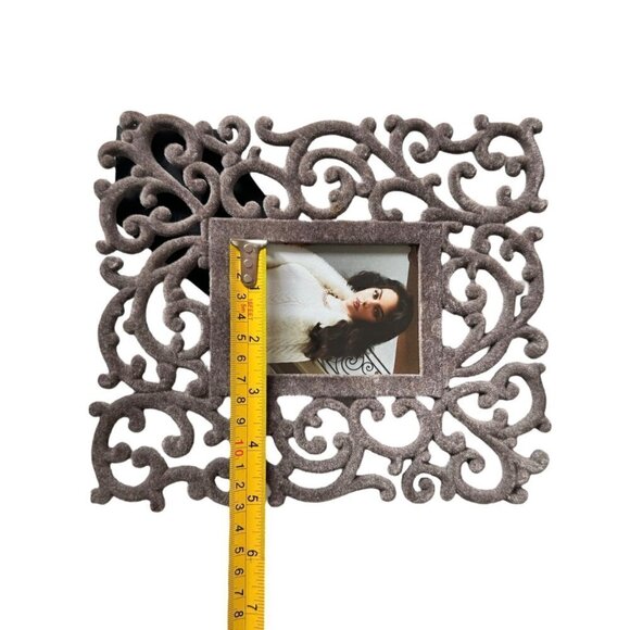 Grey Velvet Scroll Flourish Ornate Decorative Rectangular Picture Photo Frame - Picture 11 of 13